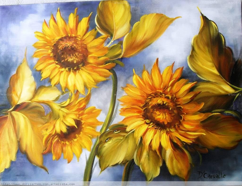 Cómo pintar girasoles